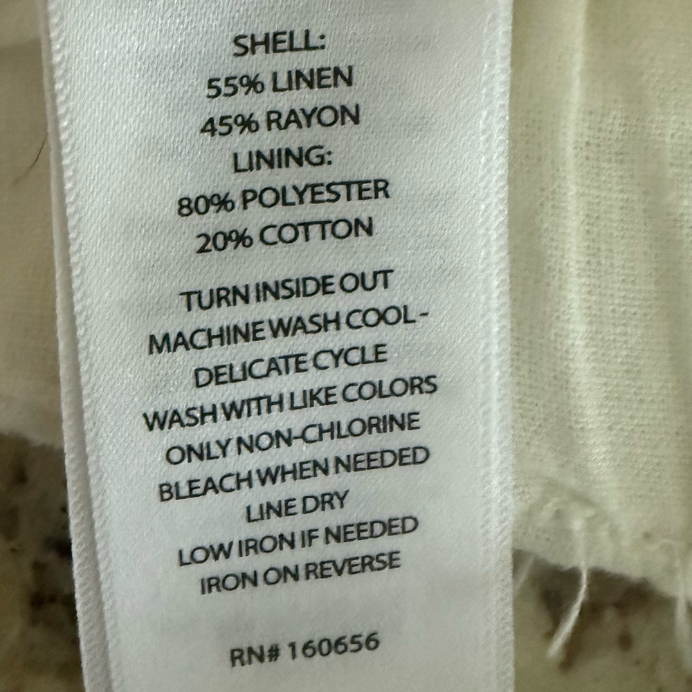 HG - Off White Cargo Linen Pants Size M Wide Leg - Picture 9 of 11